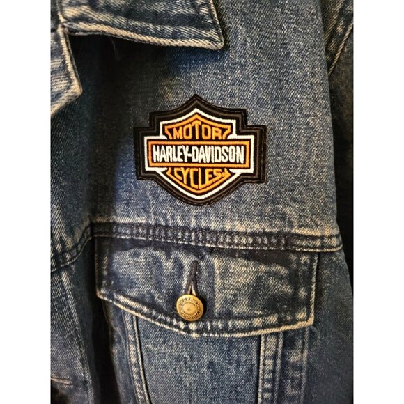 Cabelas Outdoor Gear Long Sleeve Mens Denim Jacket Harley-Davidson Patches Large - Picture 4 of 12